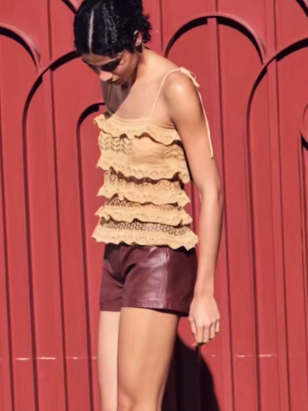 Zara Cream Ruffled Crochet Camisole